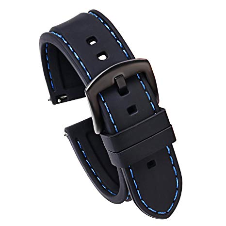 Carty Quick Release Watch Straps (20mm or 22mm) - Soft Silicone Rubber Replacement Watch Band