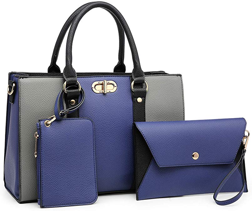 Dasein Women Handbags Top Handle Satchel Purse with Matching Wallet Set 3Pcs