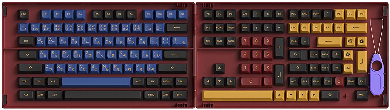 Akko Red & Blue Samurai 226-Key ASA Profile PBT Double-Shot Keycap Set for Mechanical Keyboards with Collection Box