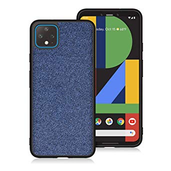Orzero Fabirc Case Compatible for Google Pixel 4, Soft Frame Shock Absorption Design (Full Protective) Ultra Slim Back Cover in Canvas(Sweatproof) -Blue