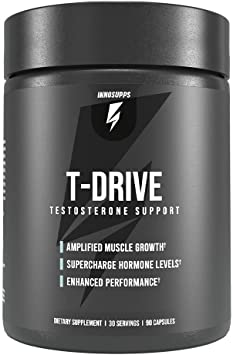 Inno Supps T-Drive | Natural & Vegan-Friendly T Booster, Natural Formula, Boost Male Vitality, 90 Vegan Capsules, KSM-66 Ashwagandha, Boron, Fenugreek