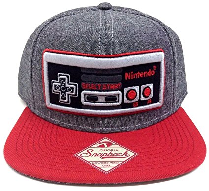 Nintendo Controller - Snapback Hat, Gray and Red, One Size