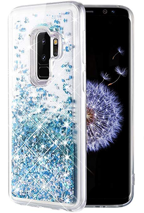 Caka Galaxy S9 Plus Case, Galaxy S9 Plus Glitter Case [Liquid Series] Luxury Fashion Bling Flowing Liquid Floating Sparkle Glitter TPU Bumper Case for Samsung Galaxy S9 Plus - (Blue)