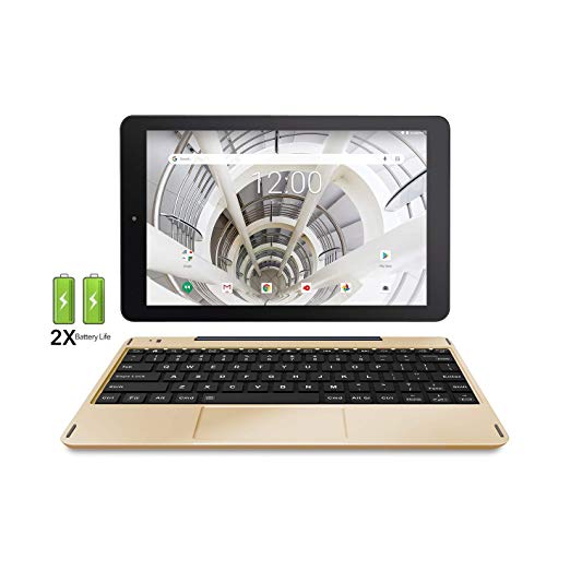 RCA 10.1" HD IPS 32GB Quad-Core Tablet w/Extended Battery Keyboard Android 8.1 (10 inch, Gold Marble)