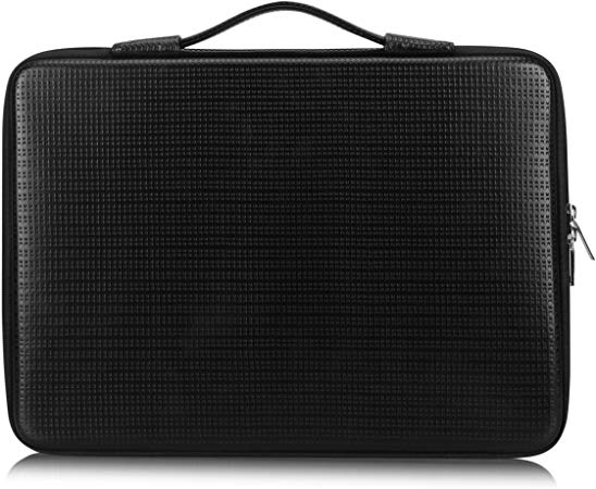 FYY 13.5"-15" [Waterproof Leather] [Solid Hard Shape] Laptop Sleeve Bag Case with Inner Tuck Net Fits All 13.5"-15" Inches laptops, MacBook Pro, NoteBook, Surface Book Black