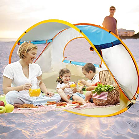 ZOMAKE Pop Up Beach Tent 2-3 Person, Lightweight Portable Sun Shelters Sun Shade Instant Tent Outdoor Cabana with UPF 50  UV Protection for Baby, Family