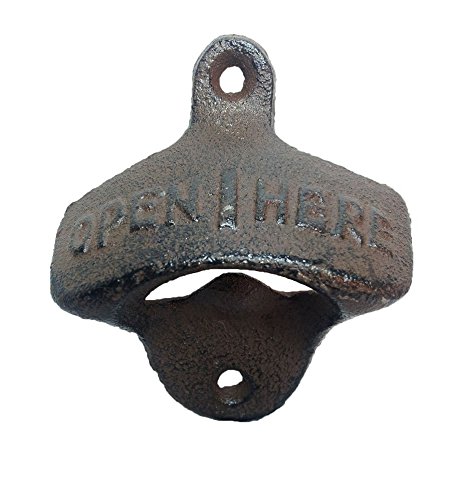 Zxuy Rustic Cast Iron OPEN HERE Bottle Opener Vintage Style Wall Mount MAN CAVE