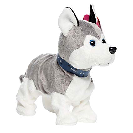 Gotian Interactive Robot Dog Electronic Plush Toy Walk Sound Bark Stand for Kids Gift (C)