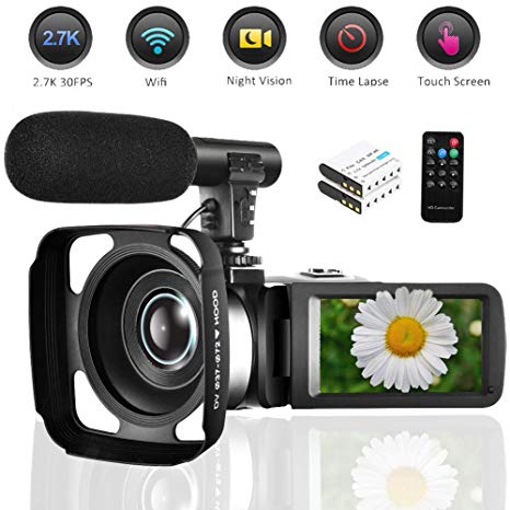 Camcorder 2.7K Vlogging Camera WiFi Video Camera Night Vision Digital Cameras with Microphone Vlog Blogging Camcorders for YouTube