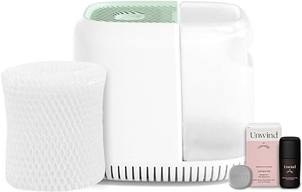 Canopy Bedside Humidifier, Green Humidifier, 36 HR Run Time, 2.5L Capacity - Help Alleviate Symptoms of Allergies, Flu, Cold, Dry Skin Includes Humidifier, Unwind Aroma, Filter, Power Cord & Adapter
