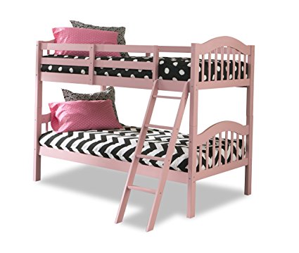 Storkcraft Long Horn Solid Hardwood Twin Bunk Bed, Pink