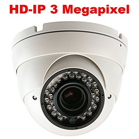 GW Security 3 Megapixel 2048 x 1536P HD IP PoE 2.8-12mm Varifocal Zoom Onvif Network Dome Security Camera