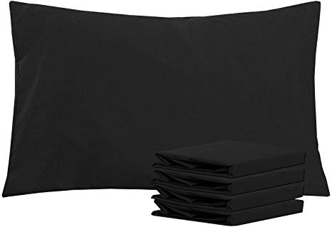 NTBAY Brushed Microfiber Pillowcase, 4 Pack Soft and Cozy Anti Wrinkle and Stain Resistant Pillow Cases, 50x75 cm, Black