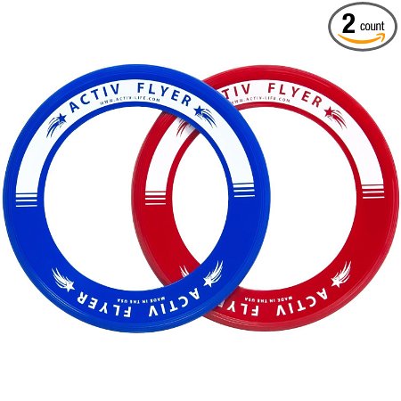 Best Kids Frisbee Ring 2 Pack Perfect Birthday Gift and Christmas Present for Boys and Girls Cool Outdoor Family Fun at Pool Beach School Playground Park Backyard BBQ - Ultralight Design Does Not Hurt Fingers - Activ Flyers are Made in the USA