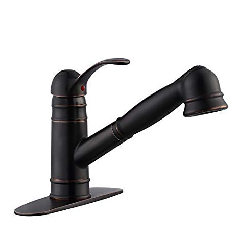 Derengge EW-083C-NB Single Handle Pull Out Kitchen Faucet,UPC cUPC NSF61-9 and AB1953 Lead Free Oil Rubbed Bronze