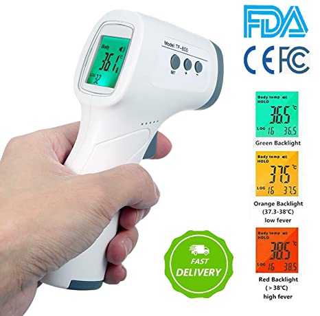 Thermometer, Medical Forehead Infrared Thermometer for Baby Kids and Adults, Precision Digital Temporal Thermometer with Fever Indicator, No Touch - Grey