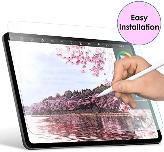 ELECOM 【Super Easy Installation】 Paper-Feel Screen Protector Compatible with iPad Pro 11inch (2020) / Scratch Resistant/Anti-Glare/Drawing - Rough TB-A18MFLAPL-G