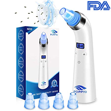 Blackhead Remover Pore Vacuum - Electric  Blackhead Vacuum Cleaner Blackhead Extractor Tool Device Comedo Removal Suction  Beauty Device with LED Display for Facial Skin Treatment by Poppyo