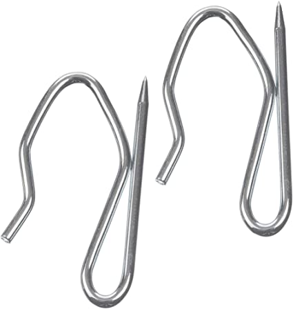 The Bead Shop Heavy Duty Zinc Metal Drapery Pin Hooks (50 Pack) for Pencil Pleat Curtains