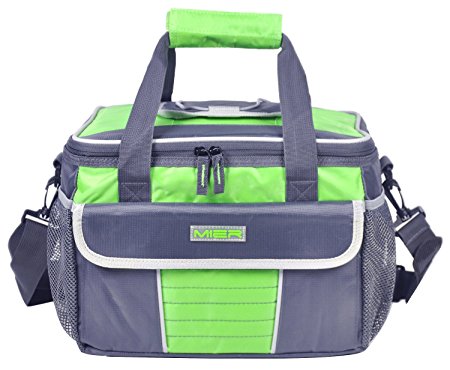 MIER Large Soft Cooler Bag Insulated Lunch Box Bag Picnic Cooler Tote with Dispensing Lid, Multiple Pockets (Grey green)