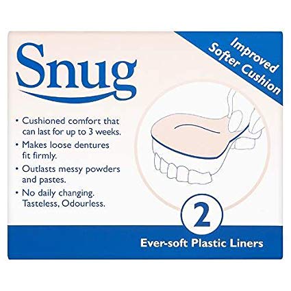 Snug Denture Cushions With Ever Soft Plastic Liner - 2 Improved Softer Cushions