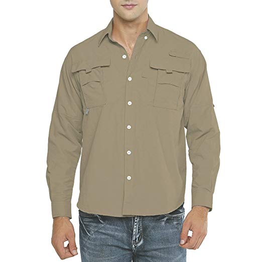 Men's UPF 50  Sun Protection Outdoor Long Sleeve Shirt Lightweight Quick-Dry Cooling Fishing Shirts#5052