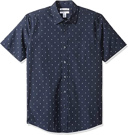 Amazon Essentials Men's Slim-fit Short-Sleeve Print Shirt