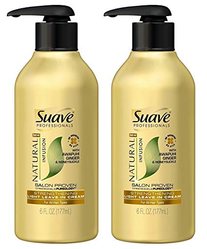 Suave Professionals Natural Infusion Strengthening Light Leave-In Cream, 6 Ounce (Pack of 2)