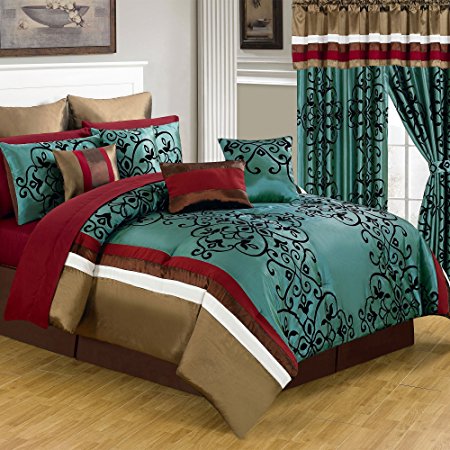 Lavish Home 66-00013-24pc-K 25-Piece Room-in-a-Bag Eve Bedroom Set, King