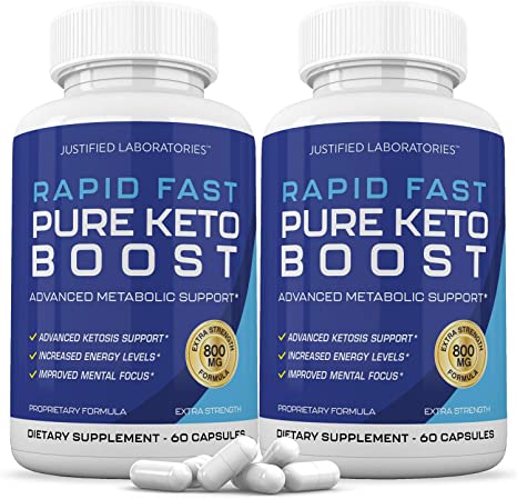 Rapid Fast Pure Keto Boost Pills Advanced BHB Ketogenic Supplement Exogenous Ketones Ketosis for Men Women 60 Capsules 2 Bottles