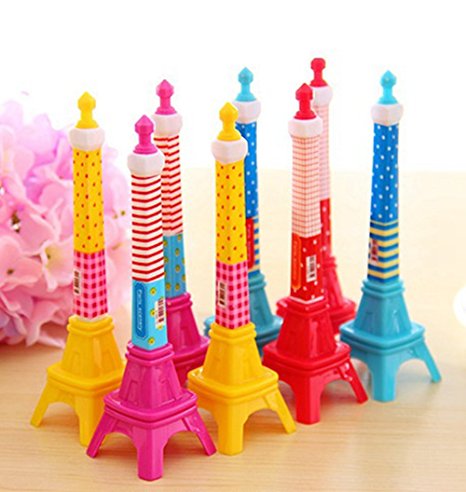 KitMax (TM) Pack of 12 Pcs Cute Cool Novelty France Paris Eiffel Tower Shape Personalized Promotional Ballpoint Pens Office School Supplies Students Children Gift