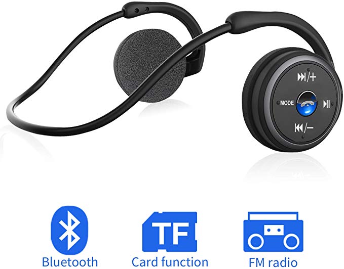 GRDE Wireless Earphones Sport Bluetooth Headphones with FM Function Sweatproof Hands Free Calling Stereo Headsets Comfortable Lightweight with Mic, Support TF Card, Compatible with iPhone, Android