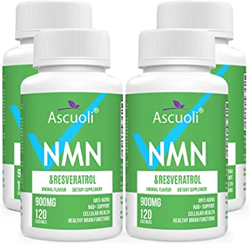 99% Ultra Purity Sublingual NMN 500mg + Trans-Resveratrol, 3-in-1 Organic NMN Resveratrol Supplement 900mg, Maximum Antioxidant Anti-Aging, Cellular Repair, Boost NAD+, Immune & Energy, 480 Lozenges