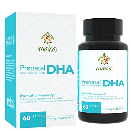 Prenatal DHA with Multi Vitamin and Folic Acid – Dietary Supplement Ideal for Mother and Child (60 Servings)