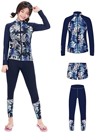 VECTOR 3Pcs Women's Long Sleeve Wetsuit Diving Snorkeling Suit Water Sportswear UV Protection Swimsuit