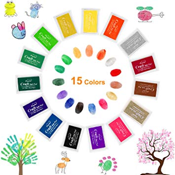Ink Stamp Pads, Roysmart Craft Ink Pad Stamps Partner DIY Color, Craft Ink Pad for Rubber Stamps, Paper, Scrapbooking, Wood Fabric, Best Gift for Kids (15 Pack)