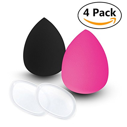 iFanze Cosmetic Beauty Sponge Blender, Silicone Makeup Sponges, 4 Pack Make Up Egg Shaped Cosmetic Blending Set for Powder and Concealer (Wet/ Dry)