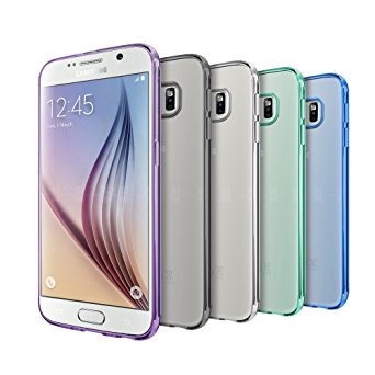 Galaxy S6 Case, 5 Pcs Ace Teah [ Ultra - Thin ] Clear Transparent Liquid Air Premium Slim Fit Flexible TPU Scratch Resistant Bumper Case for Samsung Galaxy S6 - Black, White, Purple, Cyan, Blue