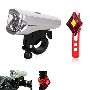 MakeTheOne® Bike Bicycle Lights Combo USB Rechargeable Front Headlight & Back Taillight Combinations Waterproof Flashing LED Bike Light Kit ¡­
