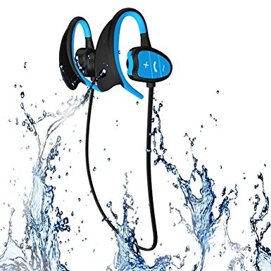 Waterproof Sports Bluetooth Wireless Headset Headphones Earphone for iPhone Android Phones and other Cellphones Super Fashion New Style Shark BH802 (Blue)