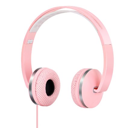 Ultimate Sport, Workout On Ear Headphones for Girls or Female, Compatible with iPhone, iPad, iPod and Android with Amazing Sound plus Powerful Bass, Soft Sweat Proof Earpads, Controls on Cable (Pink)