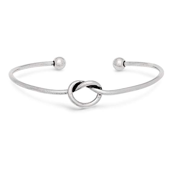 SENFAI Love Knot Bangle Bracelet Simple Knot Bangle Cuffs Women Stretch Bracelet Gold Silver Knot Bangles