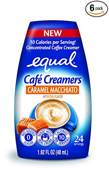 EQUAL Café Coffee Creamers Caramel Macchiato, Low-Calorie Coffee Creamer, 1.62 Ounce (Pack of 6)