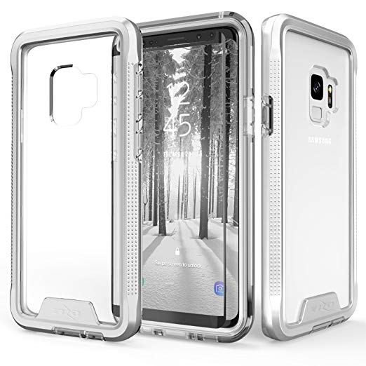 Zizo ION Series Compatible with Samsung Galaxy S9 Case Military Grade Drop Tested with Tempered Glass Screen Protector Silver Clear