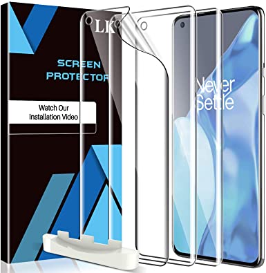 LK 3 Pack Screen Protector for Oneplus 9 Pro, New Version, Positioning Tool, in-Display Fingerprint Support, Maximum Coverage HD Clear Flexible TPU Film