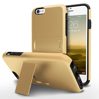 iPhone 6S Case, iPhone 6 Case, VENA [LEGACY] Slim Dual Layer Hybrid Case with Kickstand and Screen Protector for Apple iPhone 6 6S (4.7") - Campagne Gold / Black