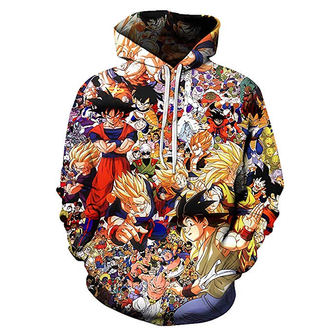 CHENMA Men Dragon Ball 3D Print Pullover Hoodie Sweatshirt with Front Pocket