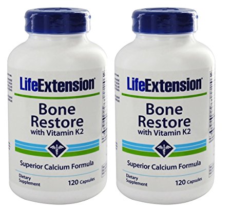 Life Extension Bone Restore With Vitamin K2, 120 Caps (2-Pack)