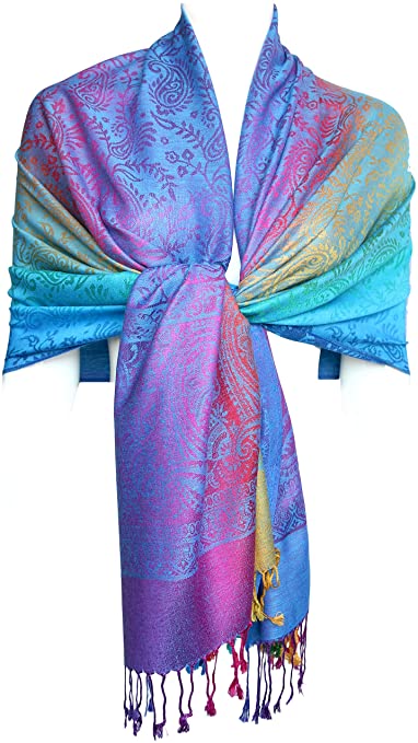 KMystic Colorful Rave Paisley and Flower Pashmina Scarf Shawl Wrap