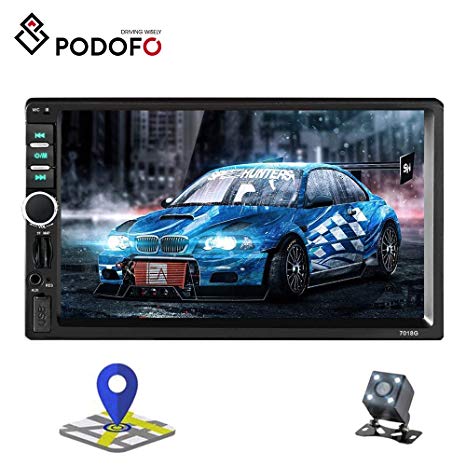 Car Stereo - Double Din Car Radio Multimedia GPS Navigation 7” Touch Screen Car Stereo with Bluetooth, Backup Camera /MP5 Player/TF/USB/FM   Remote Control by Podofo